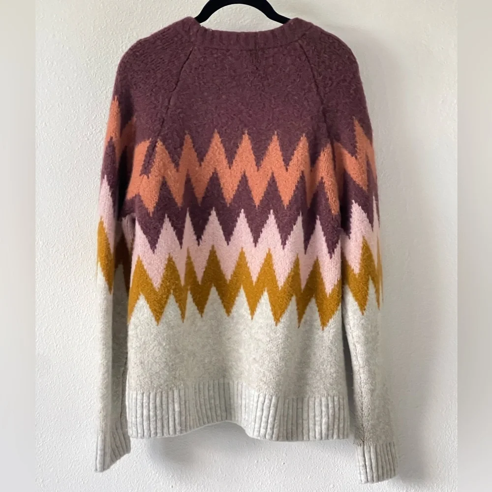 Madewell Womens Fair Isle Sweater Chevron Wool Alpaca Stretch Knit Size Medium - Picture 5 of 10
